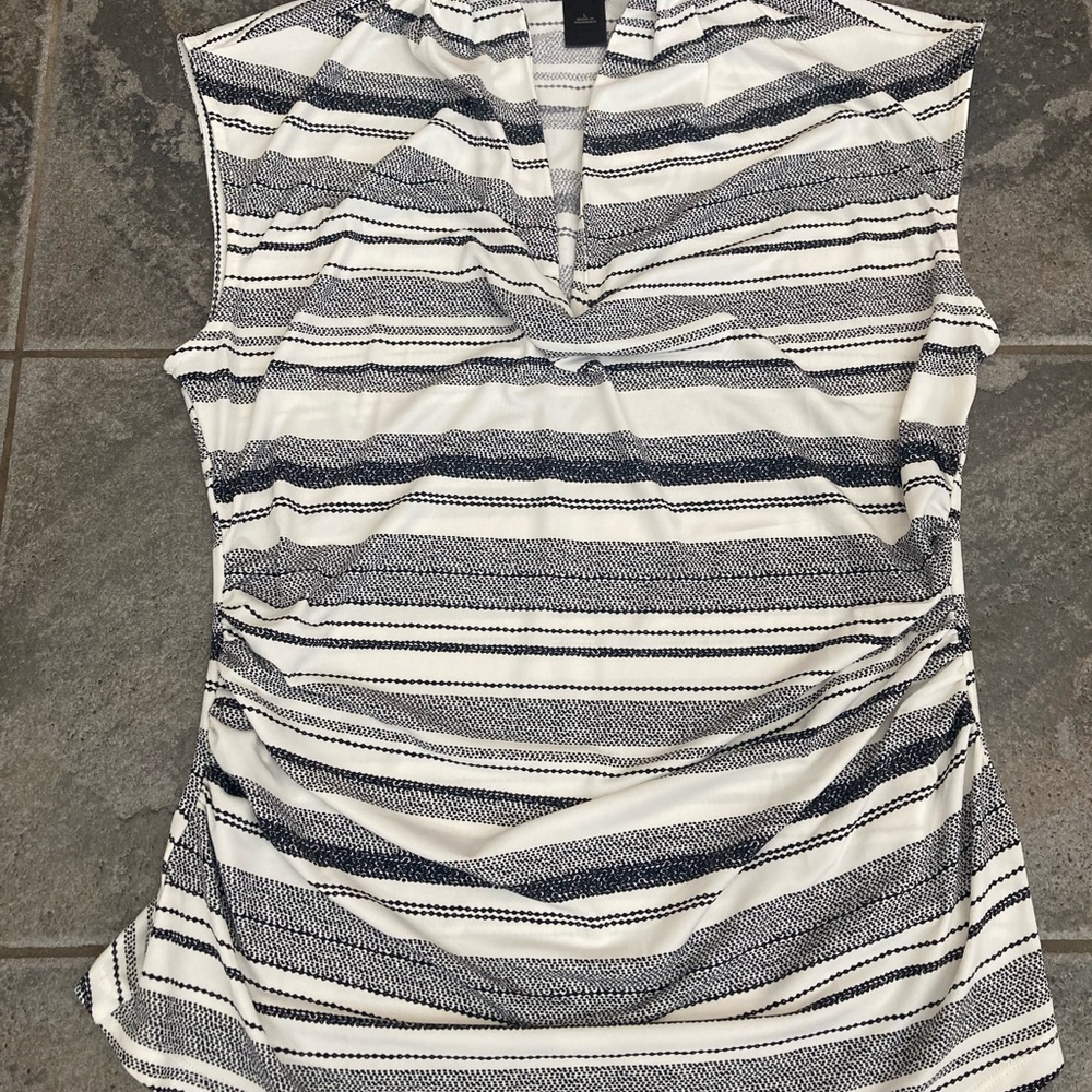Ann Taylor Cap-Sleeve Black & White Top